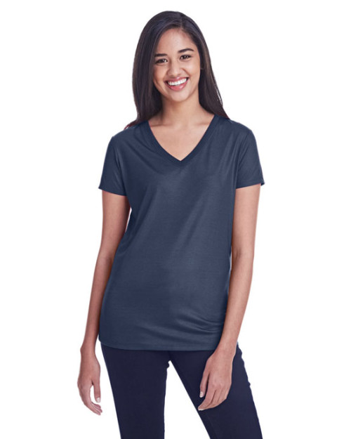 T-shirt pour femme en jersey liquide à col en V de Threadfast