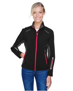 Manteau hybride léger à extérieur doux pour femme Pursuit de North End SportMD Rouge de trois épaisseurs contrecollées avec perforations au laser