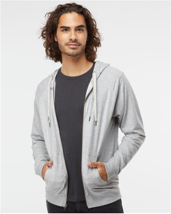 Chandail léger unisexe à capuchon avec fermeture éclair en tricot bouclé icon